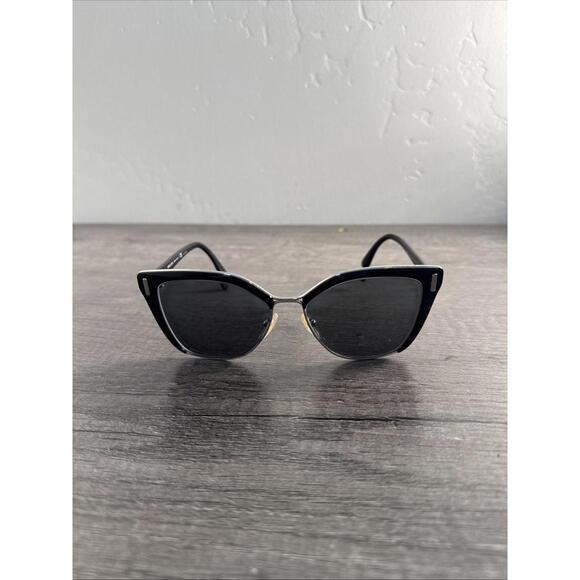Prada Sunglasses SPR 56T 1AB-0A7 Black Silver Cat Eye FRAMES ONLY 57-16-140 - Picture 1 of 6
